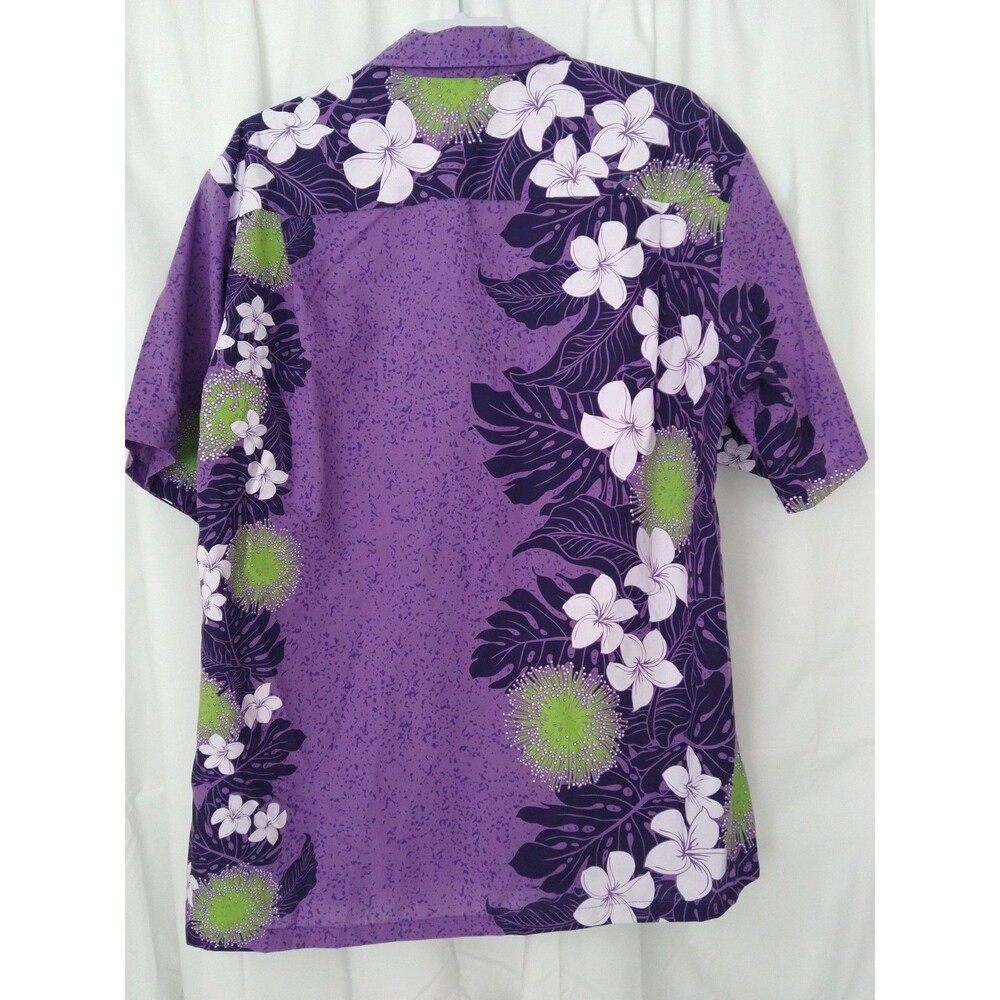 Vintage MADE IN HAWAII USA Men's Shirt XL Purple Floral Hawaiian Shirt 80s 90s - Picture 2 of 6